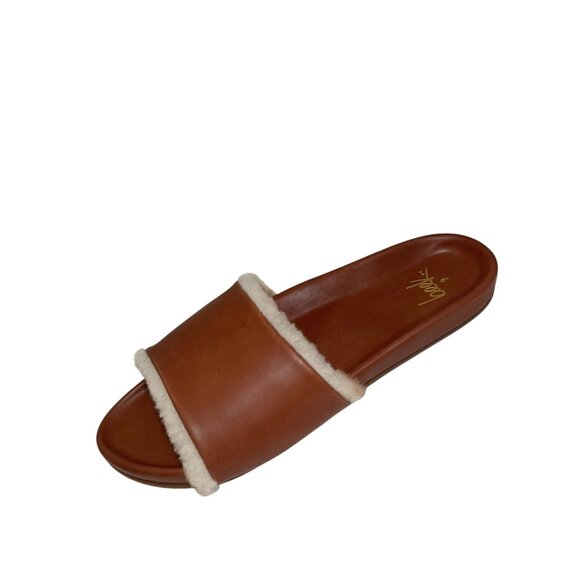 New BEEK Gallito Shearling & leather Slide Sandal Tan color Size 9 Anthropologie - Picture 2 of 5